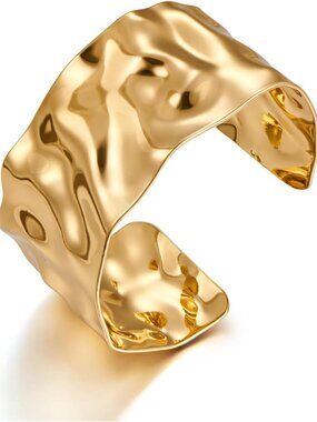 Stylish Wide Chunky Cuff Bangle Bracelet for Women - Gold & Silver Options